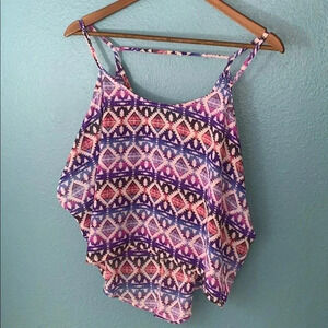 Dream State Sheer Aztec Crop Top Boho